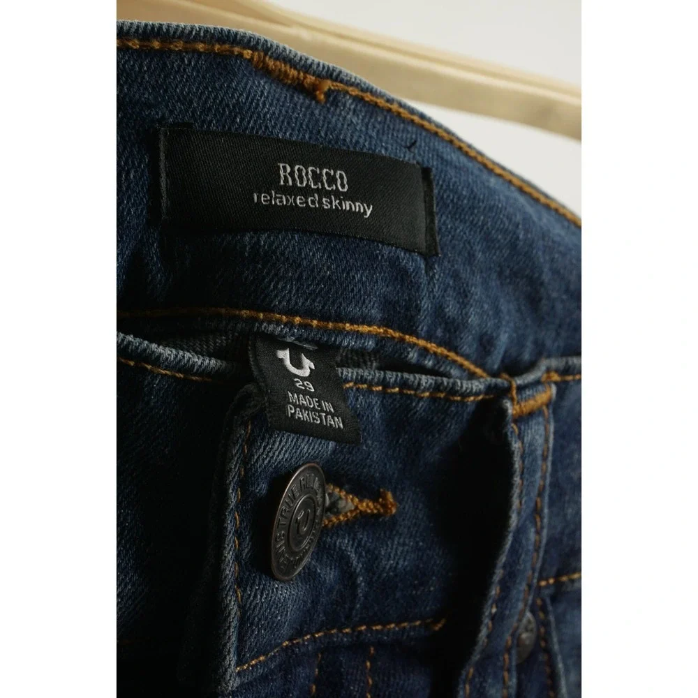 True‎ Religion Rocco Relaxed Skinny Distressed Denim Men's 29 x 34 Blue Jeans